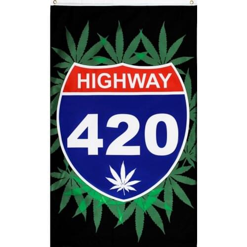 Xiangying 90x150cm Reggae Rasta Hippie Band highway 420 weed Flag For Bar Party Music Festival Tattoo Shop