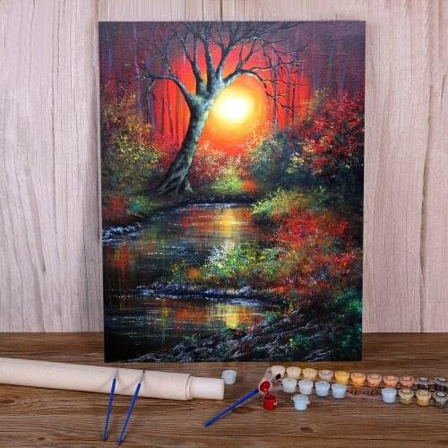 Natural Scenery Magic Night Paint By Numbers Set Acrylic Paints 40*50 Canvas Pictures New Design Children Drawing
