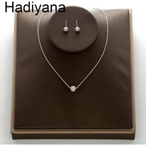 Hadiyana Fashion Inlaid AAA Cubic Zirconia Jewelry Set new Round Earrings Pendant Sets For Women Party Jewelry Gifts TZ5052