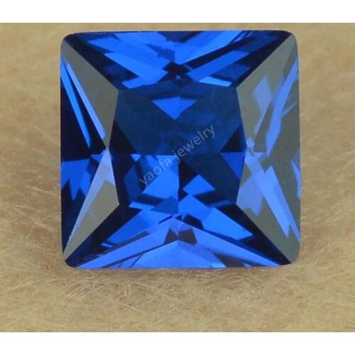 Hot Sale 2x2~12x12mm 113# Dark Blue Color Square Shape Princess Cut Loose Lab Synthetic Spinel Gems Stone For Jewelry DIY