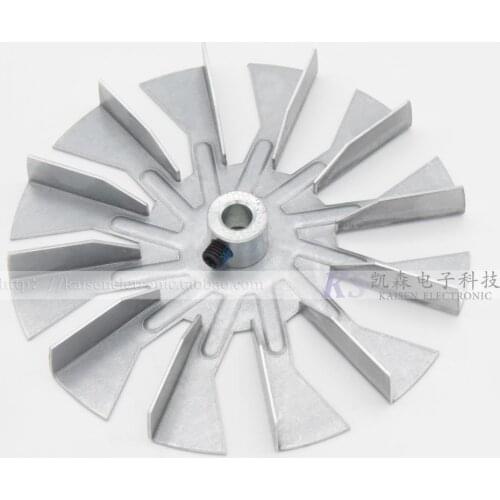 13 mm * 120 mm high collar inner hole diameter of 8 mm. Leaf aluminized steel high temperature electric centrifugal fan blades