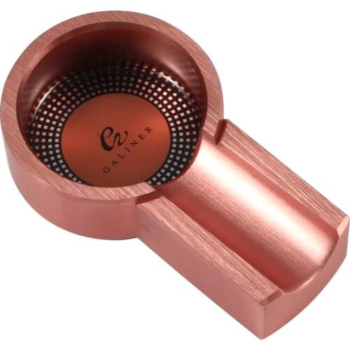 GALINER Metal Pocket Cigar Ashtray Outdoor Car Cigar Gadgets Ceramic Ashtray Single Cigar Holder Round Ash Slot Gift Box