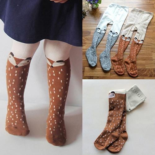 Cute Baby Kid Tights Girl Warm Cartoon Fox Pattern Tights Stocking Pants Pantyhose Animal Fox Print Pantyhose Kids Tights