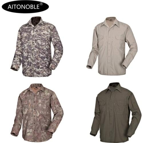 Aitonoble Men Summer Quick Dry Hiking Shirt Outdoor Shirt Fishing Hunting Breathable Rock Climbing Male Mountaineering shirt