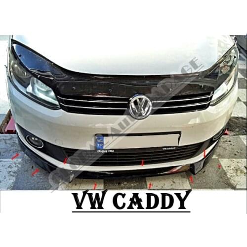 For VOLKSWAGEN CADDY Front Bumper Attachment Lip 2007-2020 Piano Glossy Black Splitter Diffuser Universal Spoiler Bumper