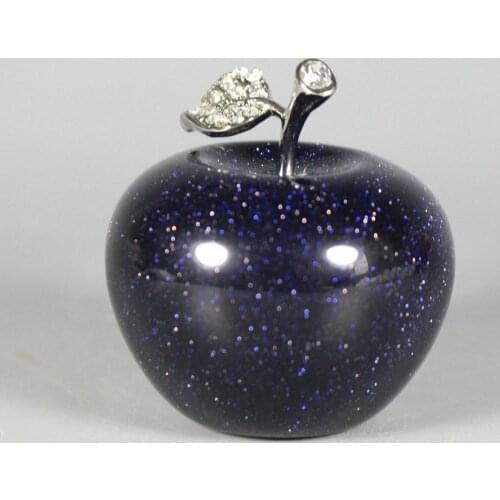 Natural Blue Sand Crystal Apple Figurine Decoration Crystal Gift