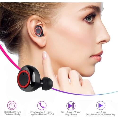 KEBIDU TWS 5.0 Bluetooth Earphone Wireless Stereo in-Ear Earbuds Handsfree Mic Headset Mini 450mAh Gaming Earphone