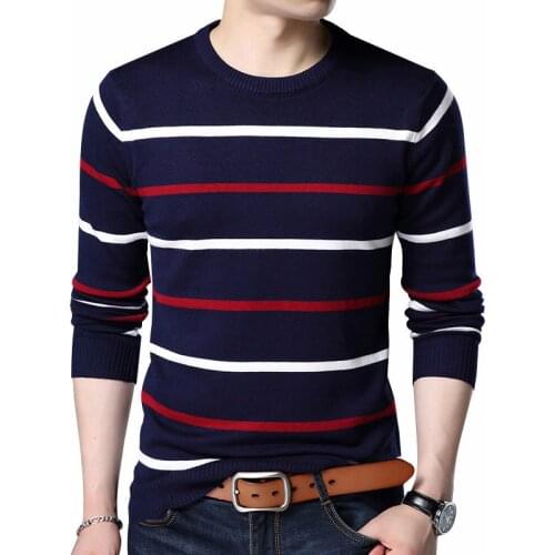2020 New Autumn Winter Men Sweater Round Collar Pullover Men Brand Cashmere Wool Sweater Mens Casual Fashion Striped Sweaters