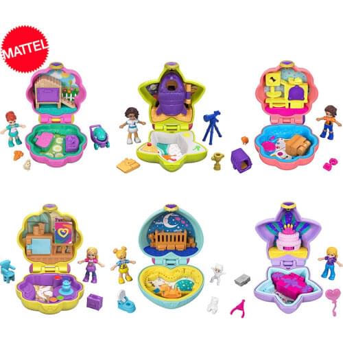 Original Polly Pocket World Mini Toys Box with Accessories Doll Houses Girls Reborn Toys Juguetes Girl Mini Doll Miniature House