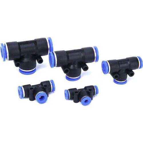 Pneumatic Fittings PE Connector 4-16mm OD Hose Plastic Push In Quick Connector Air Fitting Plumbing For Air Water Tube T Shape
