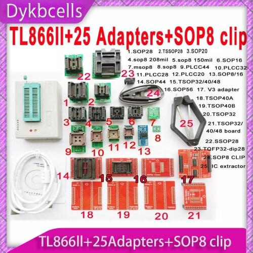 Minipro TL866II programmer 25 adapter socket SOP8 Clip IC clamp Bios Flash EPROM