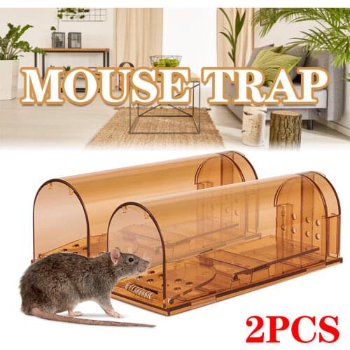2Pcs Transparent Reusable Mouse Trap Nontoxic Rat Trap Rodent Mice Live Catcher Small Animals Cage Mouse Cage Mousetrap