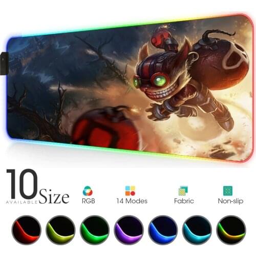 RGB Mouse Pad Black Gamer Accessories Large LED MousePad XL Gaming desk pad league of legends with Backlit for bears pc lol