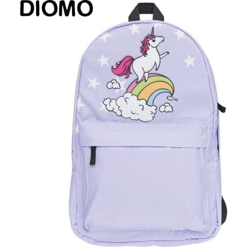 DIOMO New Arrivals Unicorn Backpack Women Printing SchoolBags Fashion Oxford Backpacks for Teenage Girls unicornio sac a dos
