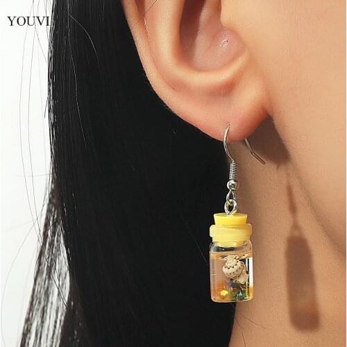 YOUVI Creativity Acrylic Bottle Dangel Earrings for Women Natural Shell Hoop Unusual Earrings Korean Fashion Ear Cuffs Jewelry