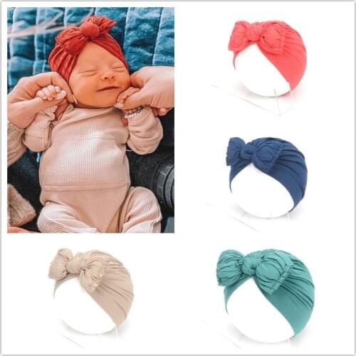 Baby Girls Fold Hat Bowknot Newborn Headwrap Infant Bowknot Turban Cotton Soft Beanies for Child Kids Head Accessories Bebes Cap
