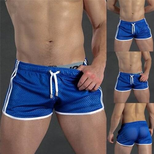 Summer Men Shorts Low Waist Quick Drying Breathable Three Point Pants Beach Casual Thin Hollow Lace Up Men Shorts