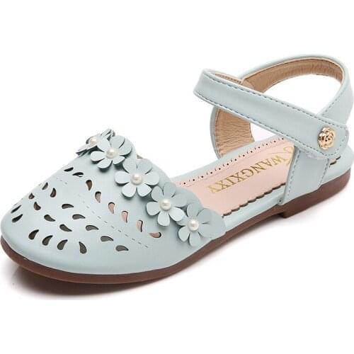 Skoex Children Shoes 2020 New Fashion Flowers Girls Princess Sandals Slip-on Summer Soft Bottom Breathable Kid Casual Flat Shoe