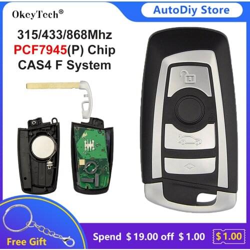 Okeytech 4 Buttons FSK 315/433/868Mhz CAS4 F System Smart Card For BMW 3 5 7 Series pcf7945 Chip Smart Remote Key Keyless Go FOB