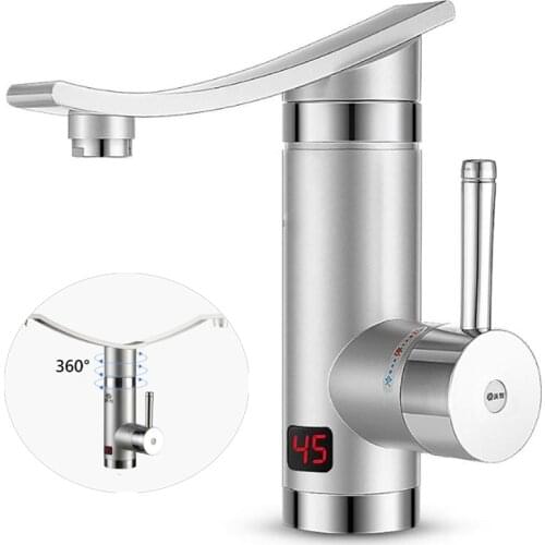 Faucet 3KW 3s Quick Heating Waterfall Water Heater Kitchen Bathroom 360 Degree RotationDigital LCD Display Faucet Water Heater