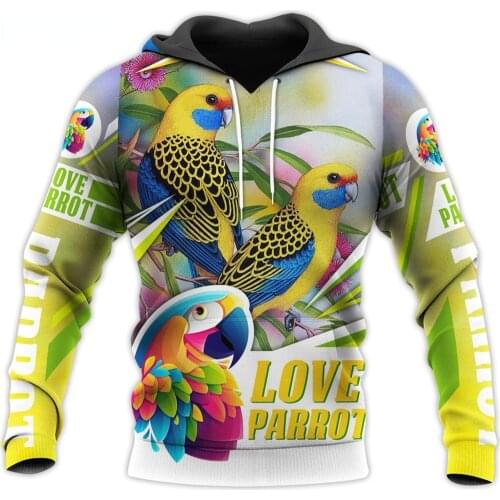 CLOOCL Men Hoodie Animal Macaw 3D Printed Love Parrot Hoodies Autumn Hooded Pullovers Fashion Unisex Harajuku Streetwear