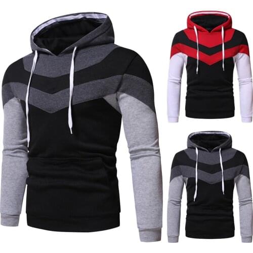 Sweatshirt Men Autumn Long Sleeve Patchwork Hoodie Hooded Sweatshirt Top Tee Outwear Blouse толстовка оверсайз sudaderas hombre