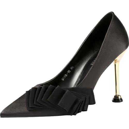 9.5CM PUMPS sexy pointy shallow mouth high-heeled shoes bowknot thin thin womens single shoes with fairy wind womens shoes