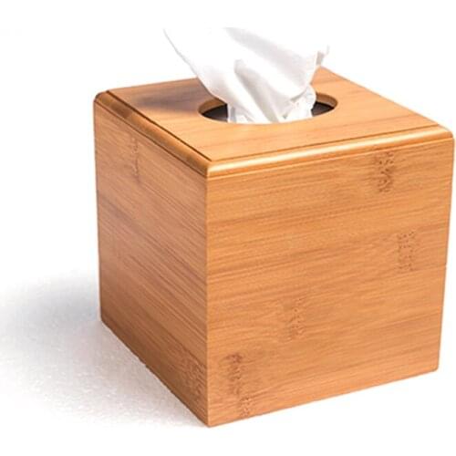 High quality coreless carton bamboo and wood square tissue box living room coffee table storage tray paper roll WF1016307