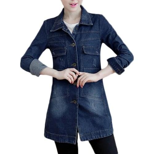 2021New Autumn Denim Jacket Womens Casual Long Sleeve Overcoat Jeans Jacket Female Slim Plus Size 5XL Cowboy Jackets Coats