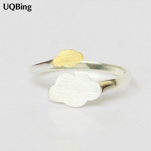 Fres Shipping 2019 New Pure 925 Sterling Silver Rings Open Gold Clouds Ring For Girl Women Gift Jewelry