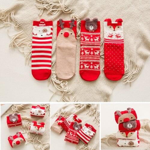 Winter Christmas Socks 1 Pair Women Socks Casual Davids Deer Cotton Cartoon Keep Warm Cute Lady Girls Sock Christmas Gift 2020