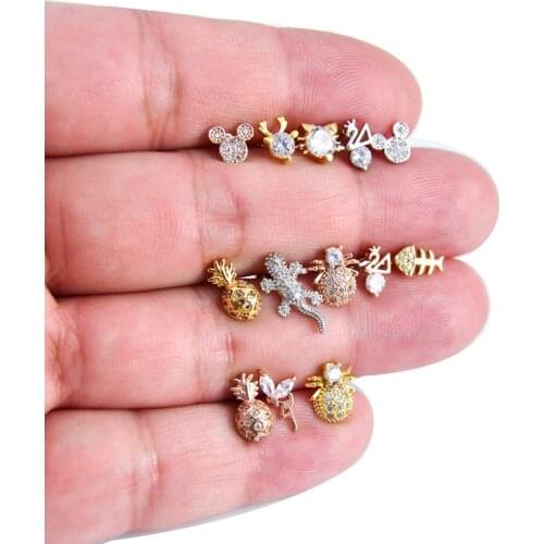 1Pc Silver Color Crystal Ear Studs Ear Tragus Helix Piercings Rings Industrial Barbell Body Jewelry Earrings
