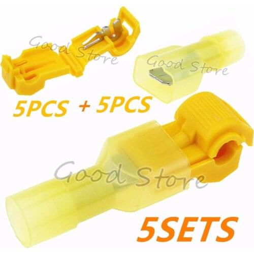 10PCS/(5set) Scotch Lock Electrical Cable Connectors Quick Splice Lock Wire Convenient Terminals Crimp Yellow For 4.0-6.0mm Line