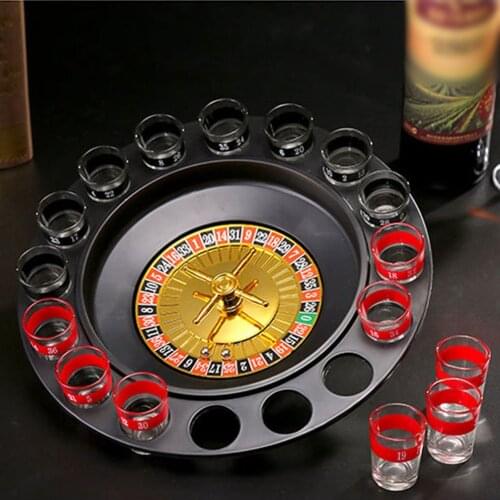 16 Shot Glass Deluxe Russian Spinning Roulette Poker Chips Drinking Game Set Party Supplies Wine Games for Adult Drinken Game