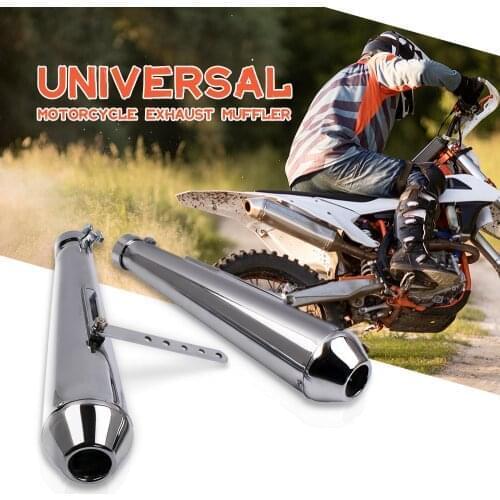 2 Pcs Pair Universal New Exhaust mufflers silencers AMI Inlet 44mm Chrome