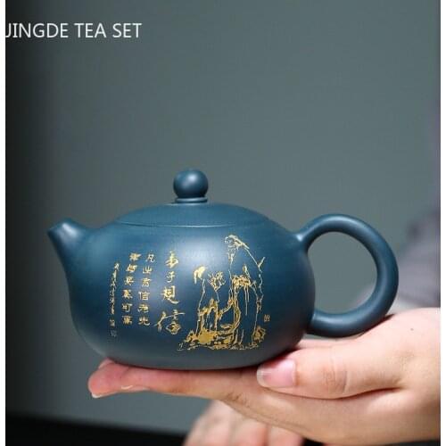 Authentic Yixing tea pots Purple Clay Teapot Raw ore Azure Mud Xishi Beauty Kettle Customized Chinese Tea Ceremony Gifts 210ml