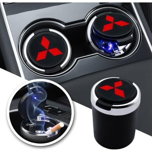 Car Ashtray With Led Lights With Logo Creative Personality Car Supplies For Mitsubishi Asx Outlander xl 3 lancer pajero 4 l200