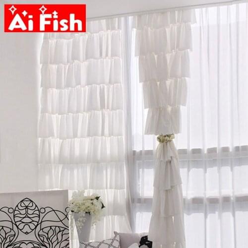 European Sweet Lotus Leaf White Green Yellow and Pink Curtains For Princess Room Tulle Panels Curtains For Living Room MY030-20