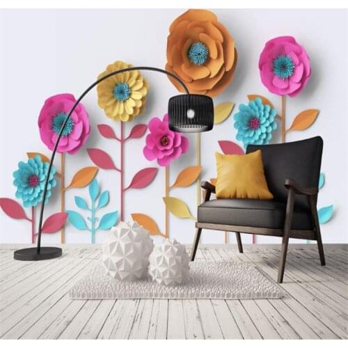 Free Shipping 3 d Custom Flower Wallpaper Wall Mural for Walls Nordic Colorful Flower Wall Papers for Modern Living Room Decor