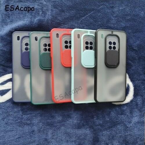 Slide Camera Lens Protection Phone Case For Huawei Y9A Translucent Soft Frame Cover For Y7A P Smart 2021 P40 Matte Back Cover