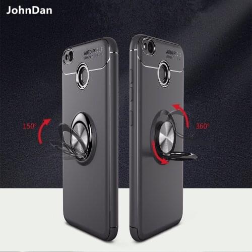 JohnDan Case For Xiaomi Redmi 4X Pro Soft Silicone TPU Metal Magnet Stand Ring Grip Back Case For For Red Mi 4X Slim Cover Cases