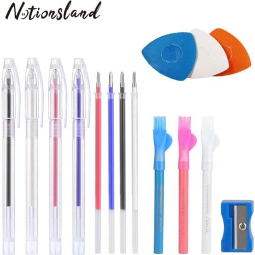 1 Set Colorful Tailors Chalk Sewing Patchwork Marker Heat Erasable Pen Sewing Fabric Pencils With Pen Case DIY Craft Accessories