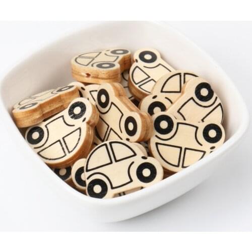 Wood Color Nature Car Pattern Wooden Spacer Beads For Jewelry making DIY 20pcs 25x18mm MT1497