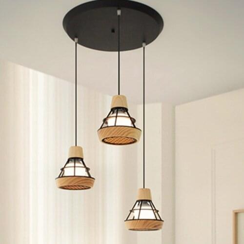 Nordic restaurant wooden Pendant Lights personality round single head Pendant Lamp bar bedroom room led wood pendant lamp modern