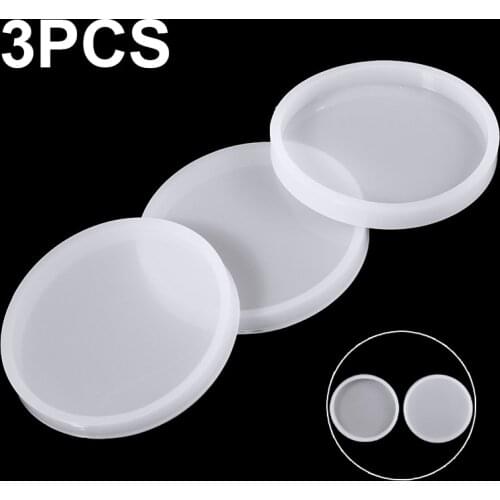 3PCS Round Coaster Mold Silicone Epoxy Resin Casting Clay Mould DIY Jewelry Pendant Making Tool Translucent Circle Coaster Pan