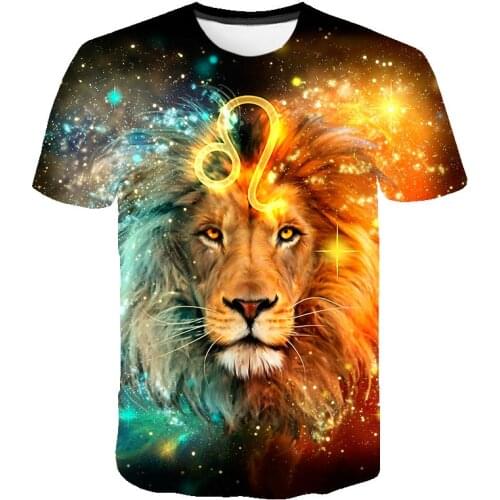 3D King Of Beasts Lion Graphic t shirt For Men Summer Fashion Casual Animal Pattern Short Sleeve Hip Hop Round Neck T-shirt