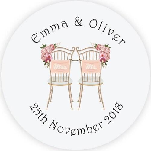 DouxArt 100 Pieces Custom Personalized, Wedding Stickers, 40mm Wedding Party Anniversary Communion Labels Seals P094