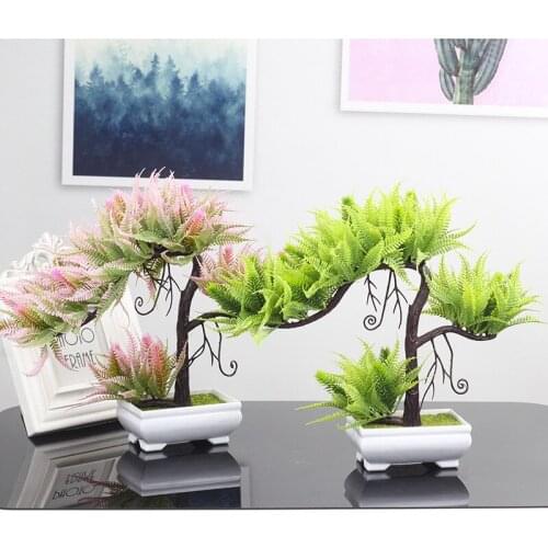 Artificial Plants Flowers Fake Leaves Plastic Plants Grass for Garden Wedding Home Decoration with Pots