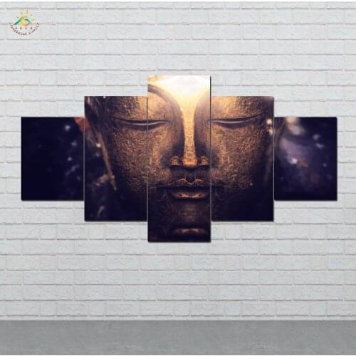 Buddha in the Sun Picture And Poster Canvas Painting Modern Wall Art Print Pop Art Wall Pictures For Living Room 5 PIECES