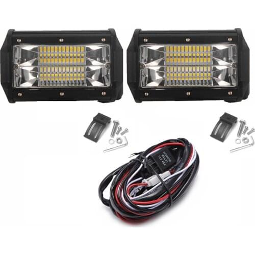 2 Pieces 5inch Dual Row LED Bar Light 72W 7200lm 6000K White Waterproof Work Light For Off-road Trucks SUV 4x4 4WD ATV 12V